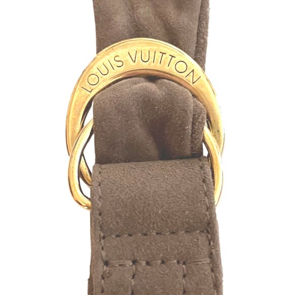 Louis Vuitton Camel Suede Wedge Ankle Wrap Sandals Gold LV Buckle Size 37 (US 7) - Picture 10 of 14